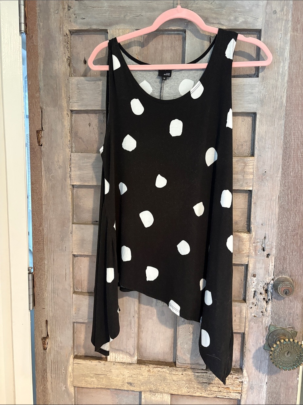 Polka Dot Asymmetric Black Tank Top - Casual Chic